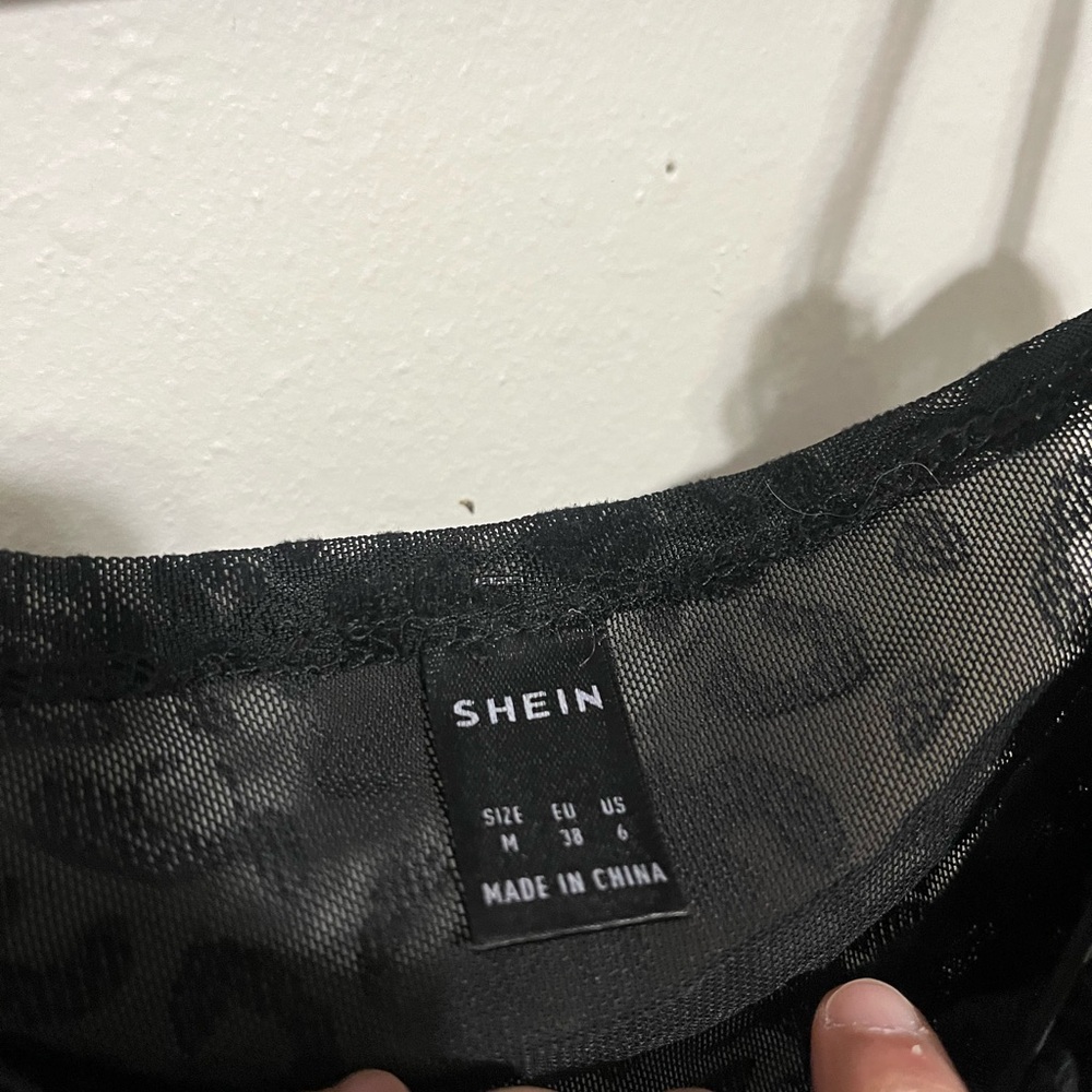 SHEIN Black Sheer Lace Blouse